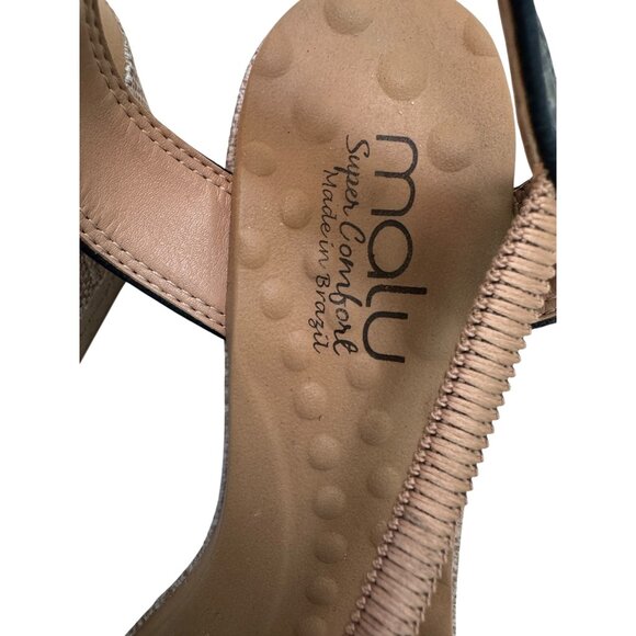 Mali Olivia Blue Faux Leather wedge Sandal SZ8 NWOT - Picture 6 of 7